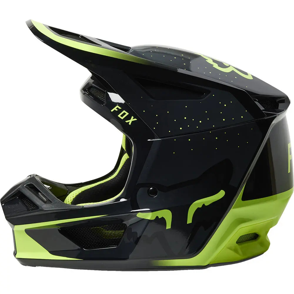 Fox Racing V2 Vizen Helmet Black Flo Yellow
