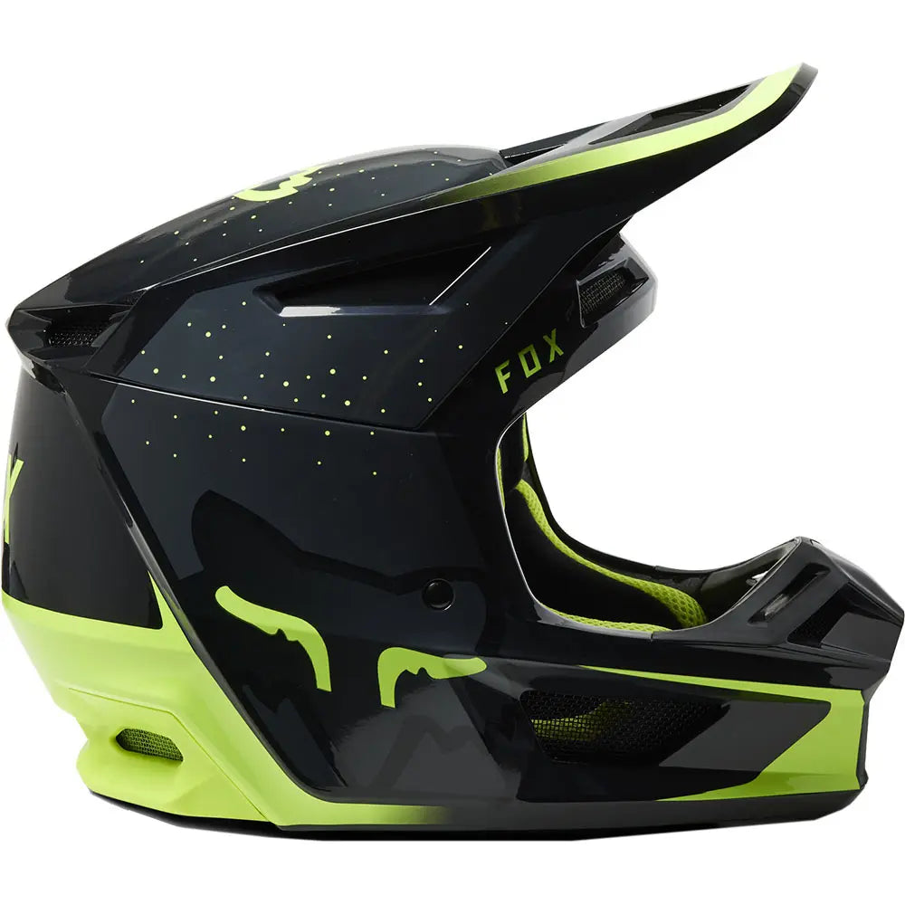 Fox Racing V2 Vizen Helmet Black Flo Yellow